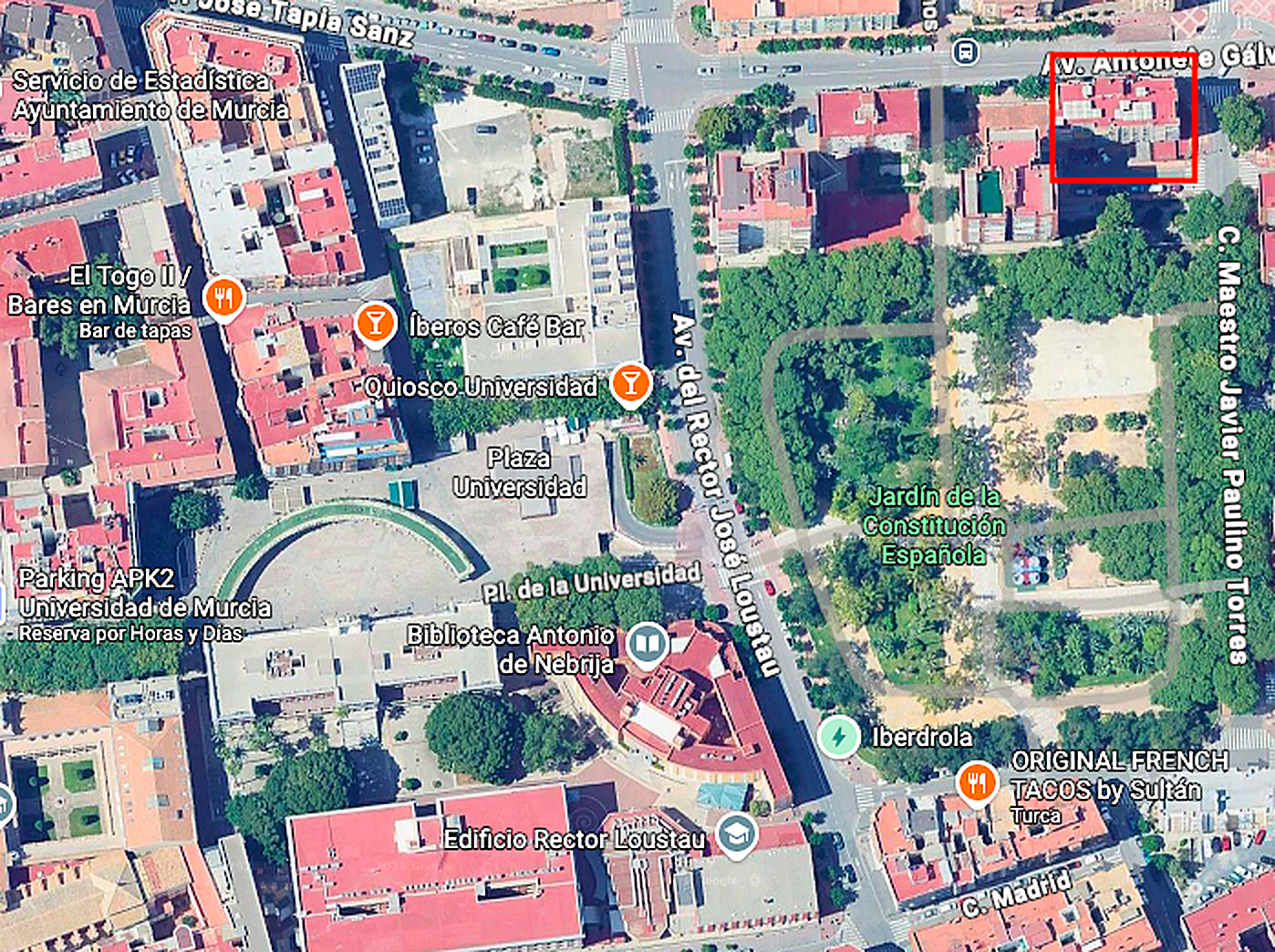 Mapa de la ubicación del piso en Av. Antonete Gálvez 6, Murcia